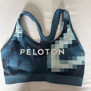 Peloton Blue Geometric Sports Bra